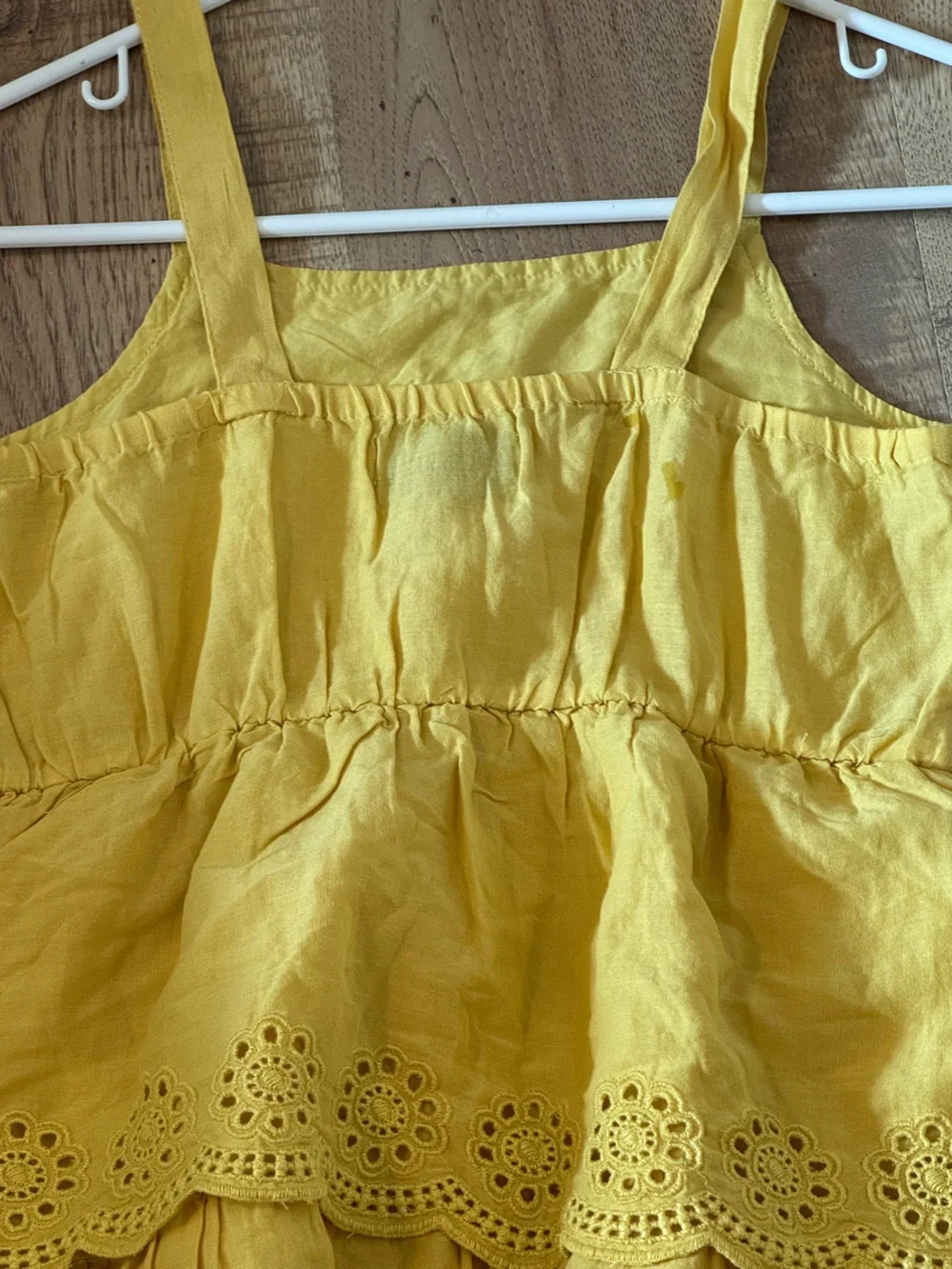 Old Navy Yellow Eyelet Tiered Dress Girls Size L 10-12 NWT